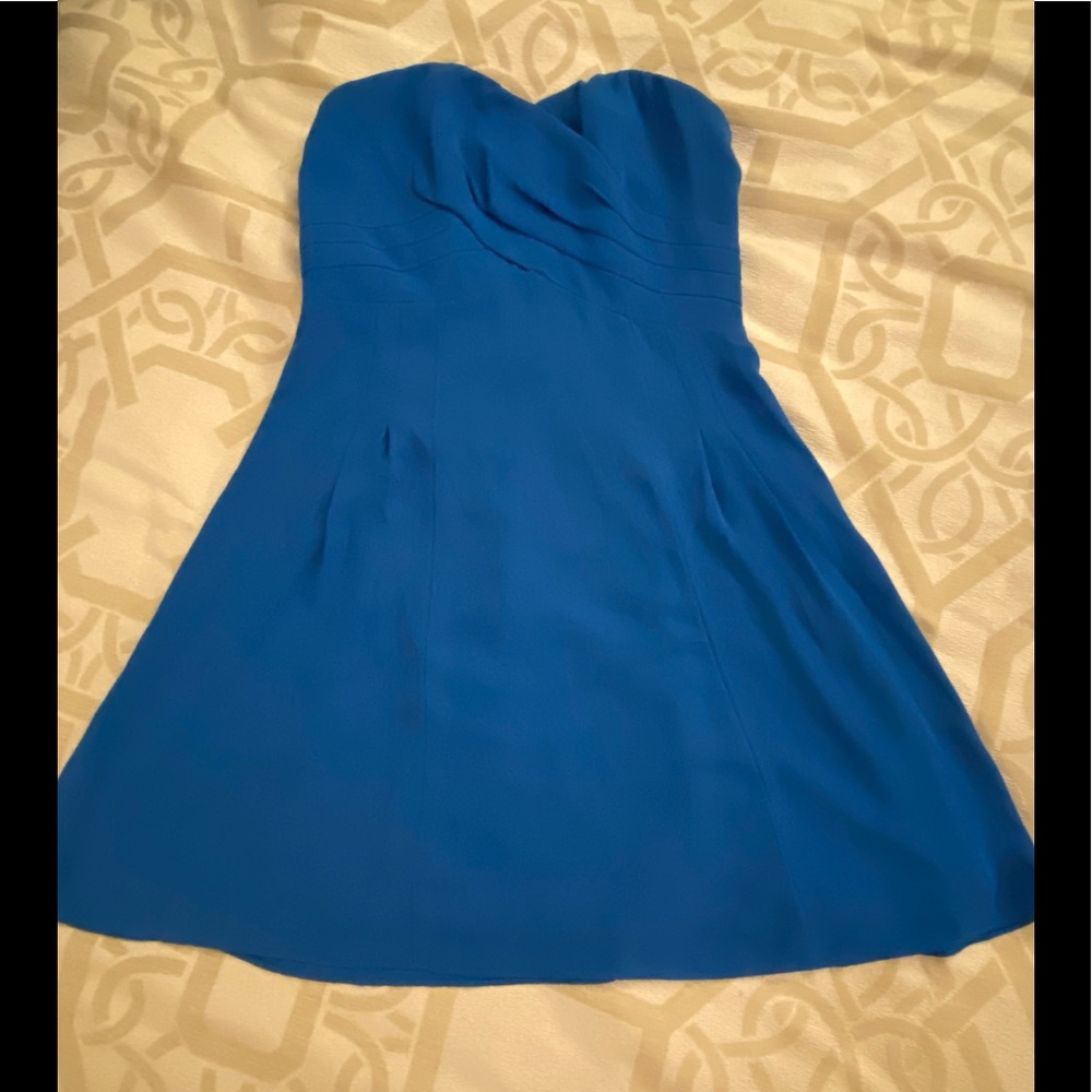 Blue strapless Express dress